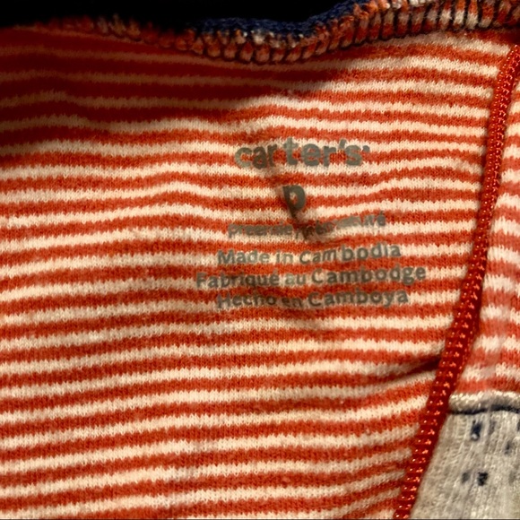 Carter’s Boys Footed Zip + Button Up Footed Pajamas Preemie 3 piece - Picture 9 of 16